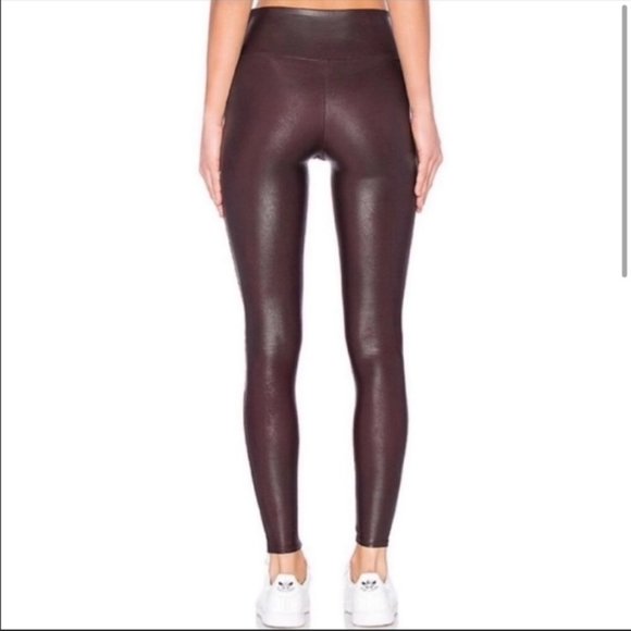 Spanx Assets Red Wine Faux Leather Leggings Small - Picture 3 of 14